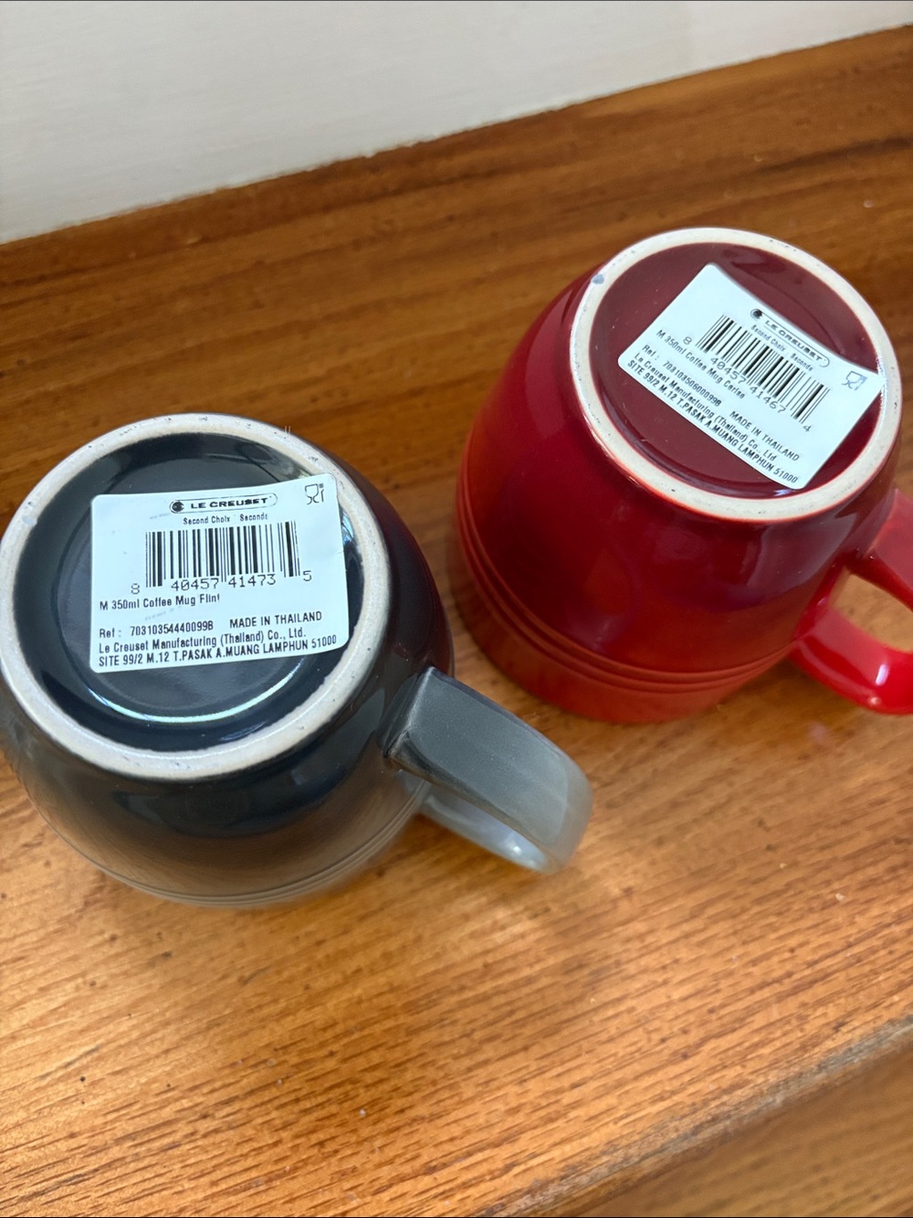 Le Creuset 350ml Coffee Mugs Flint & Cerise - Set of 2 - Picture 5 of 8